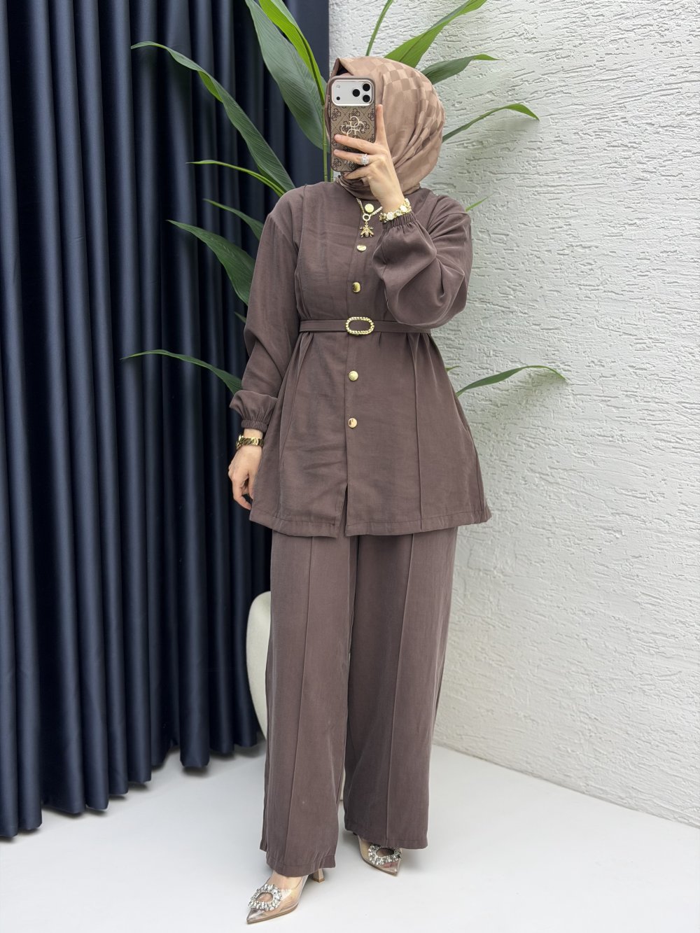 Firuze Pantolon Takım Kahve