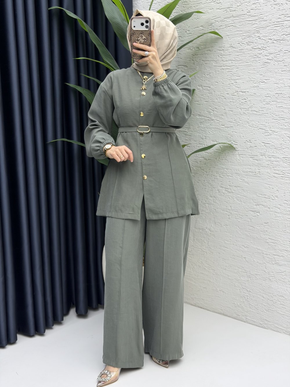Firuze Pantolon Takım Küf Yeşili