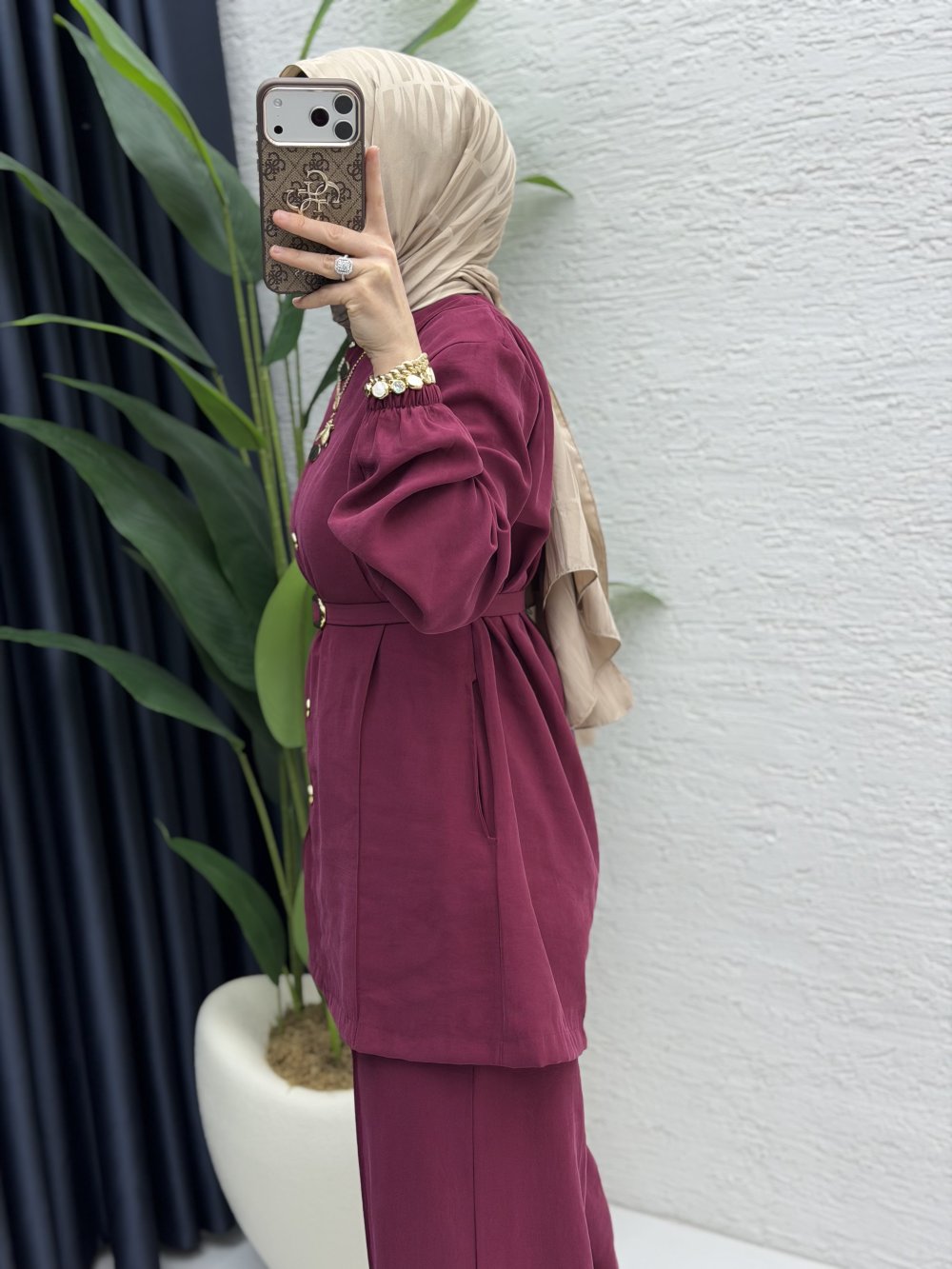 Firuze Pantolon Takım Vişne