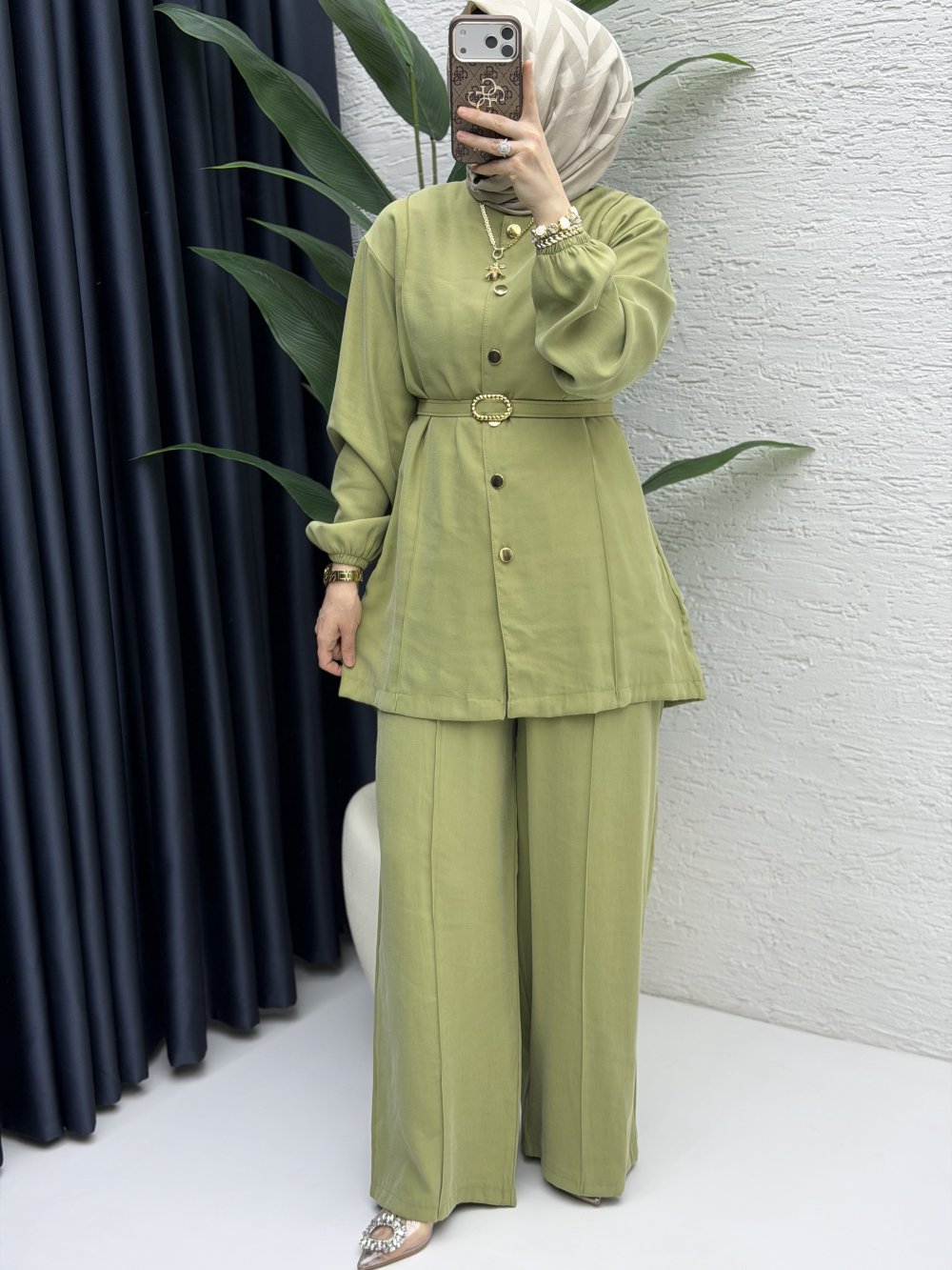 Firuze Pantolon Takım Zeytuni