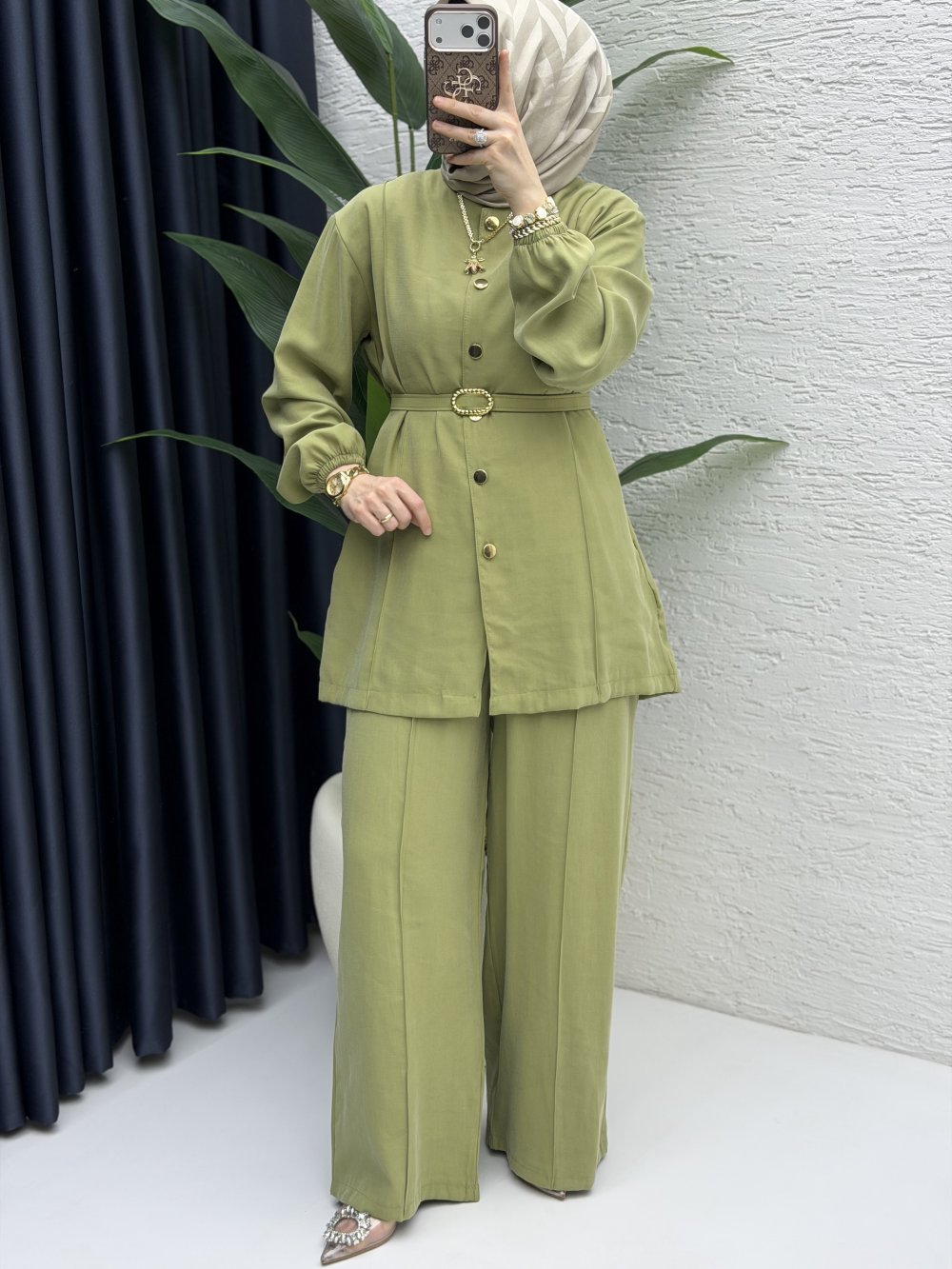 Firuze Pantolon Takım Zeytuni