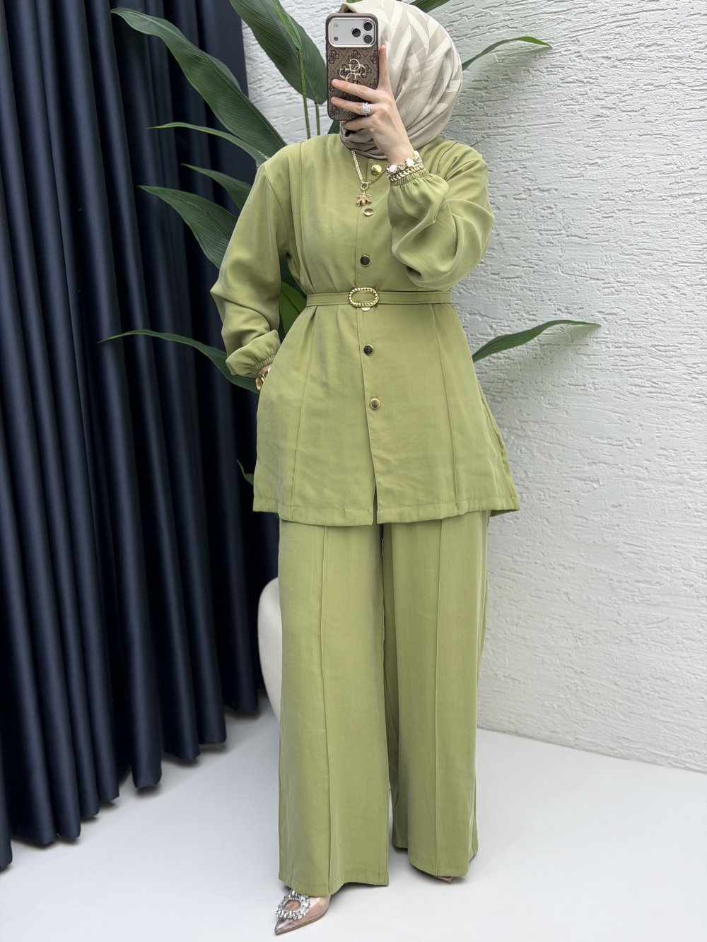 Firuze Pantolon Takım Zeytuni